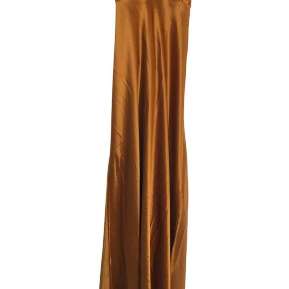 Something Navy  Halter Gown Satin Cutout Maxi Orange M - Picture 8 of 16